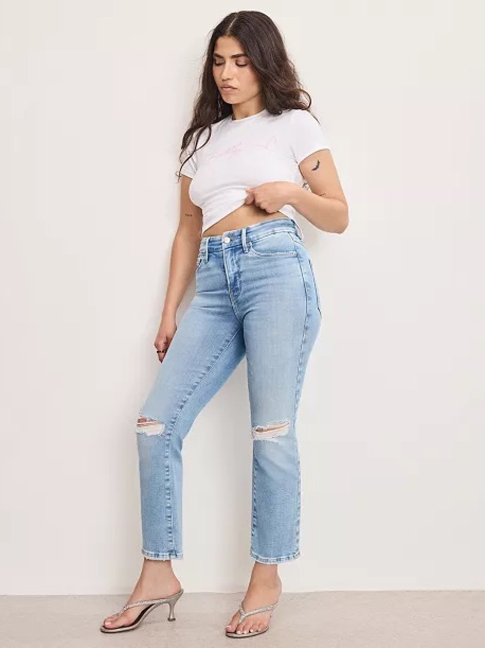 Good American High-Rise Distressed Jeans